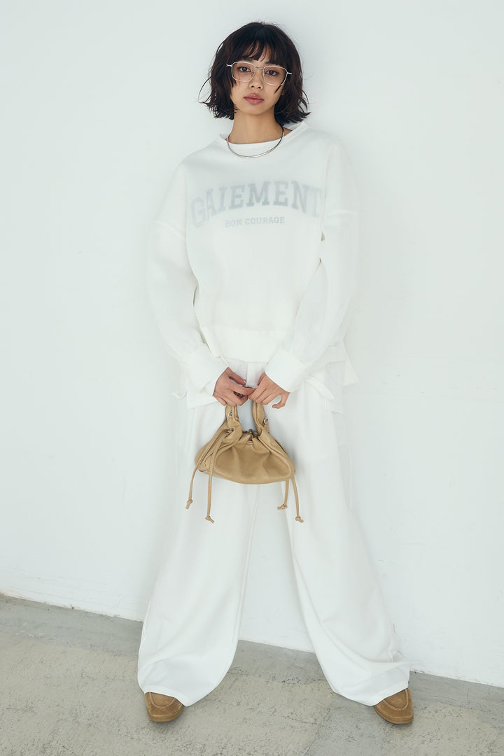 [SET]クリアダンボールプルオーバー+斜めボタンタック入りスラックス+フロントロゴビッグプルオーバー(3set)