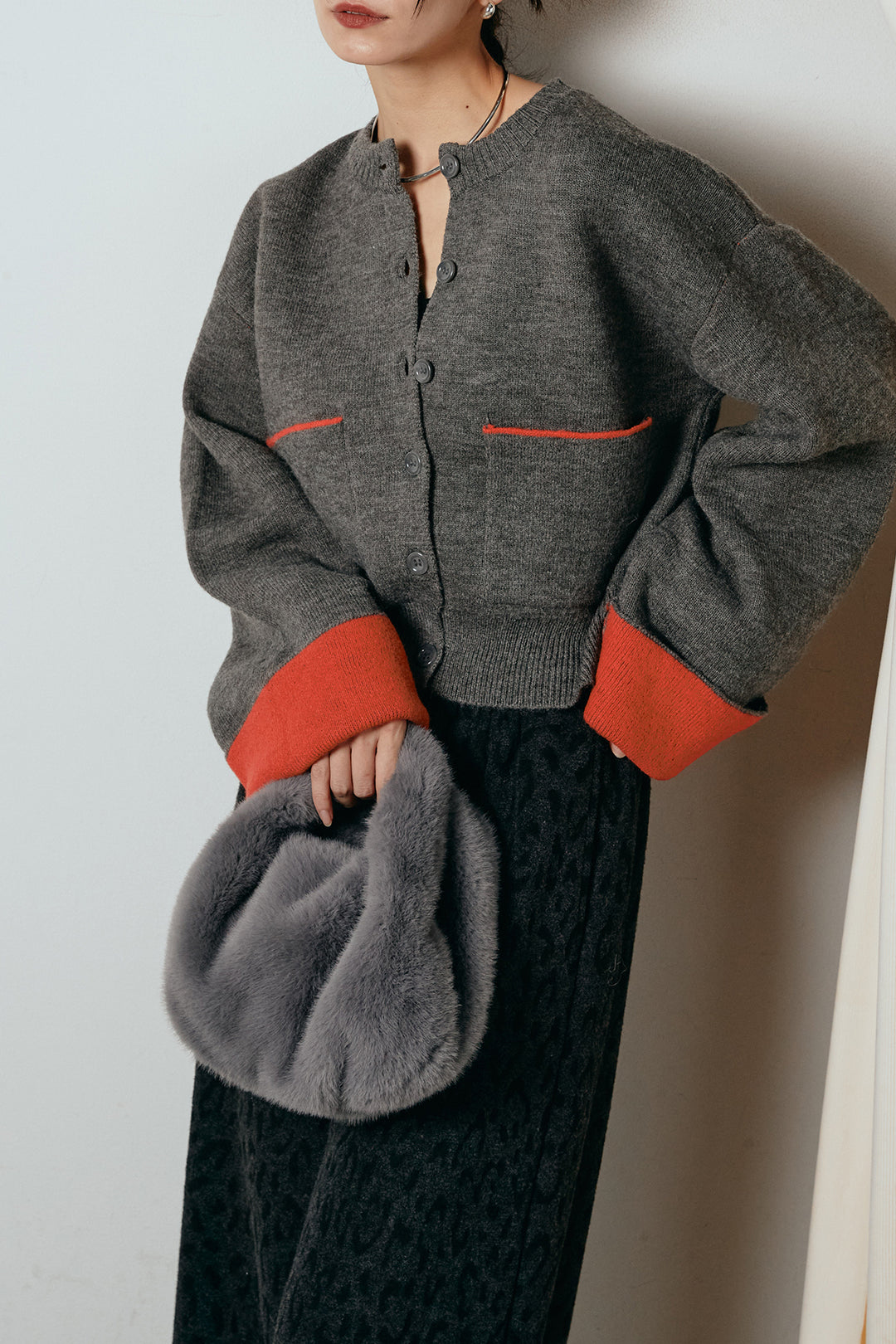 [SET]アルパカタッチダブルフェイスカーディガン+レオパードジャガードニットパンツ(2set)