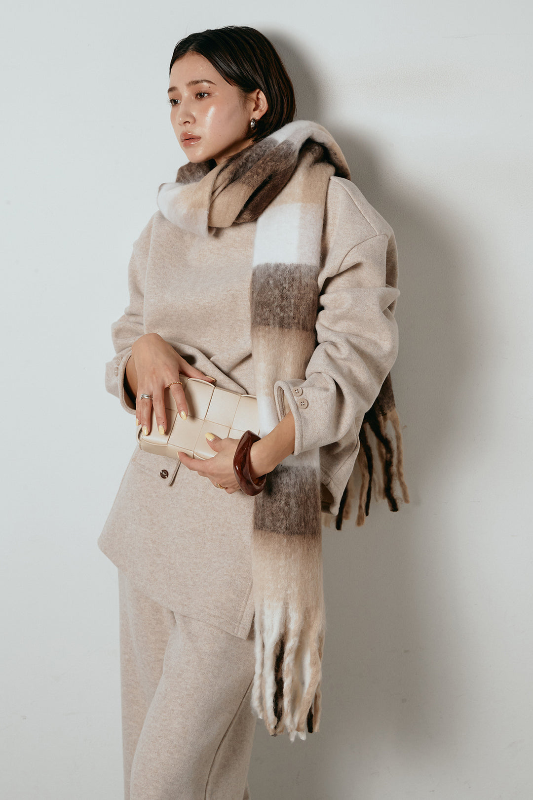 [SET]チェックマフラー付きニットSETUP