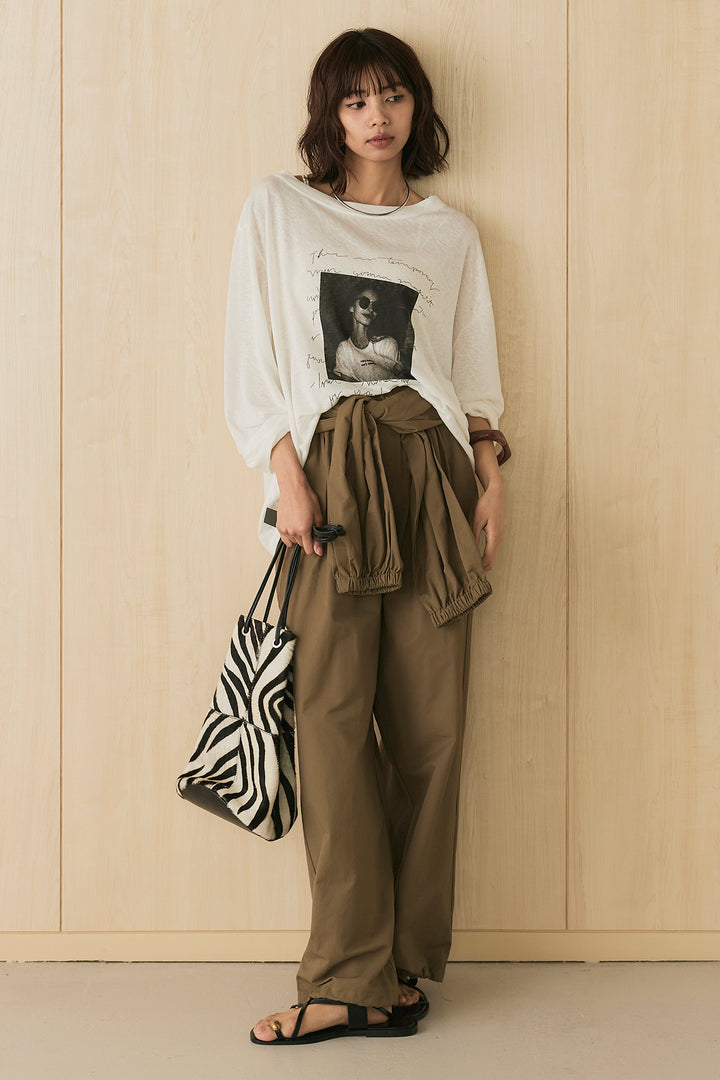 [SET]ヴィンテージグラフィックロンT+合繊ツイルスタンドウエスト巻きジョガーパンツ(2set)