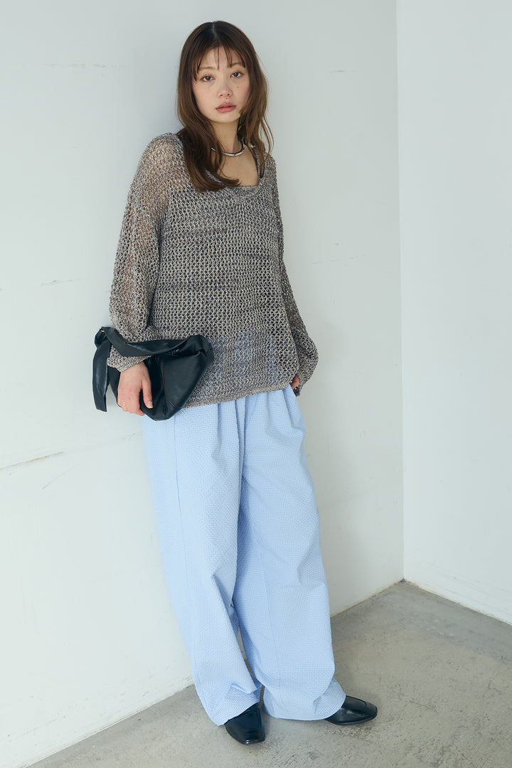 [SET]メッシュ編みビスチェセットVネックプルオーバー+シアサッカーイージーパンツ(2set)