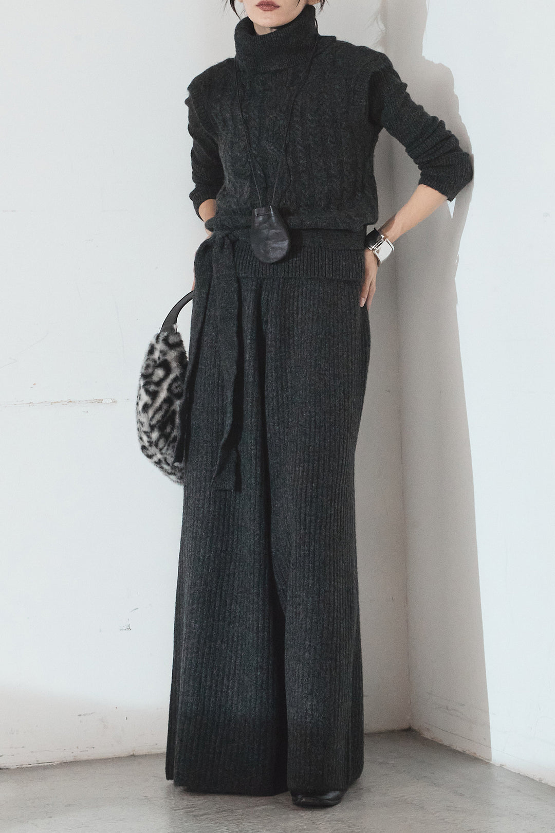 [SET]3ピースハイネックニットベストSETUP