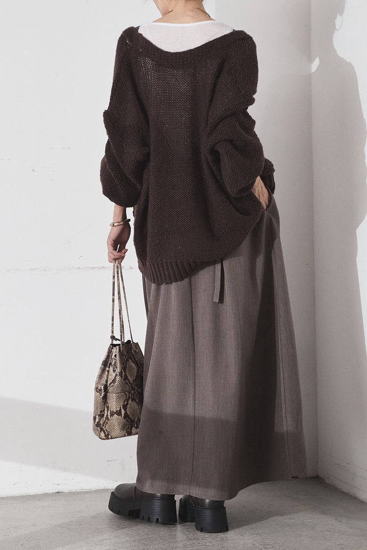 [SET]コード刺繍リラックスニットカーディガン+フレアリラックスキャミワンピース(2set)