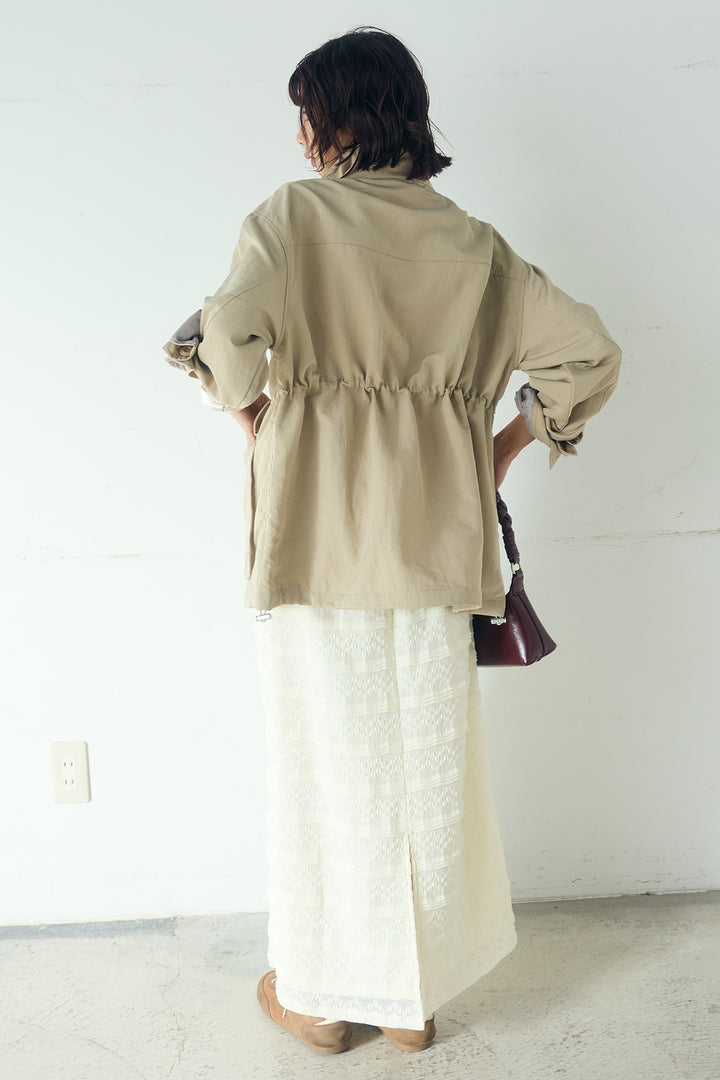 [SET]ナイロンツイルフィールドジャケット+ジャガードカットソータイトスカート(2set)