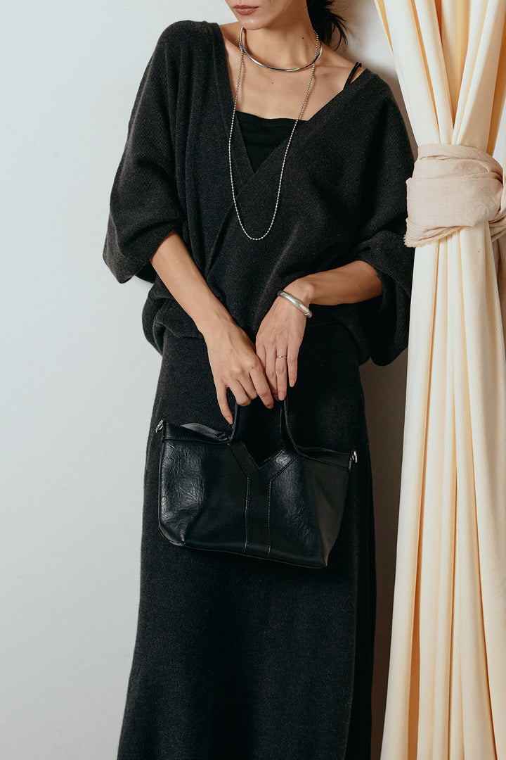 [SET]カシュクールニットカーディガン+ニットロングスカート(2set)