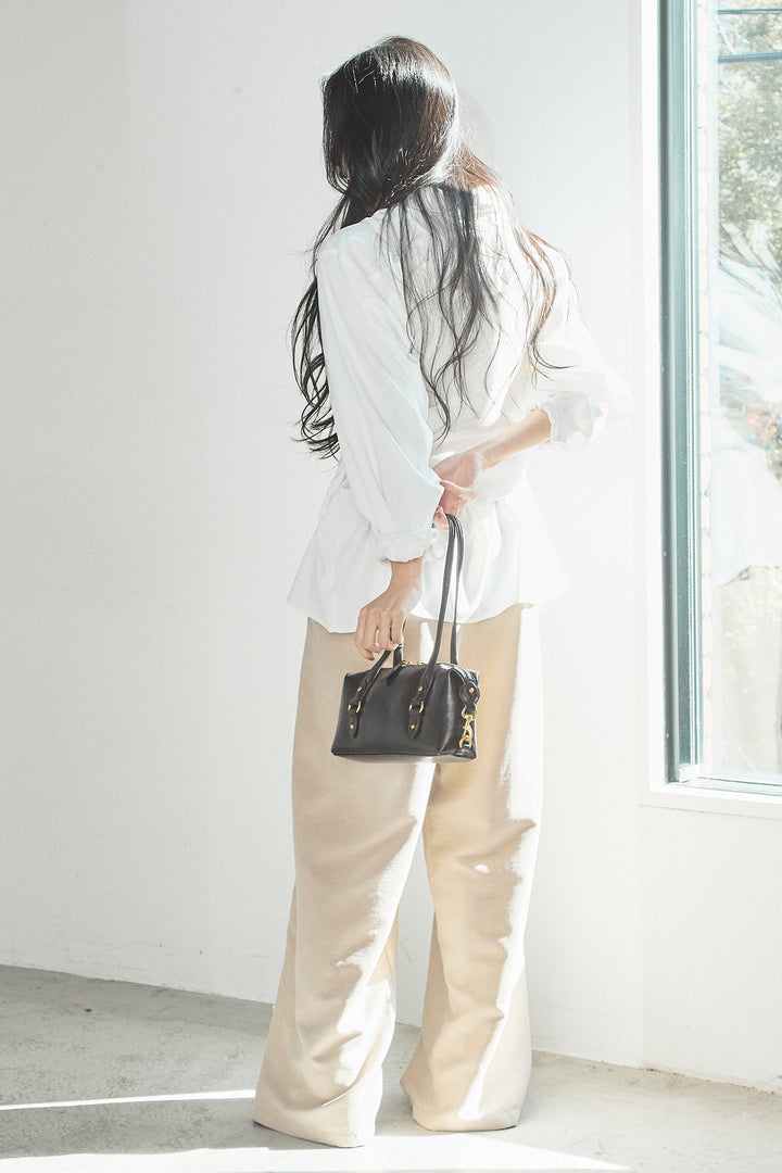 [SET]ニットキャミ付きシャツ+刺繡テープラインパンツ(2set)