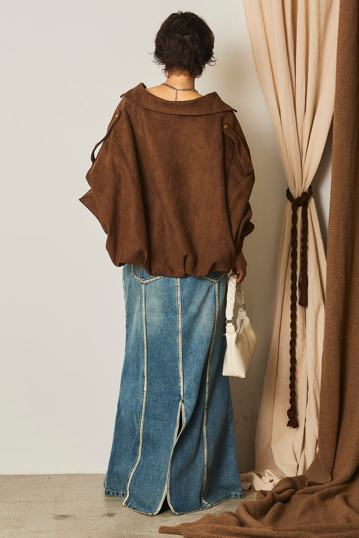 【即納】バルーンシルエットフェイクスエードブルゾン