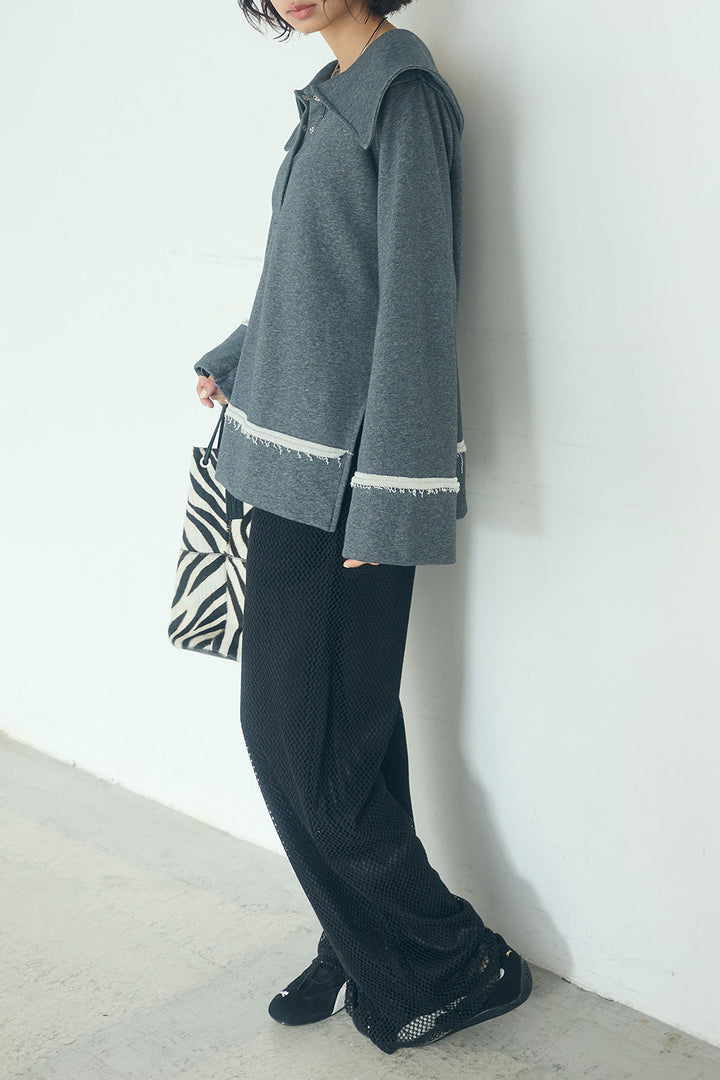 [SET]ビッグカラー2WAYスウェットトップス+メッシュリラックスパンツ(2set)