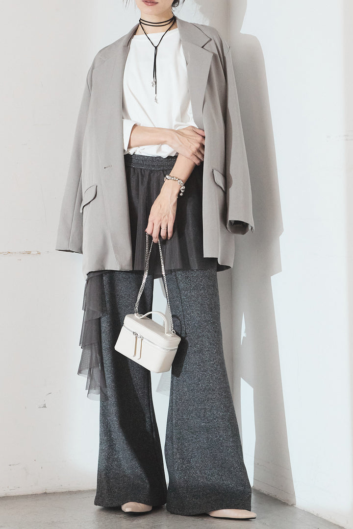 [SET]ルーズシルエットダブルテーラードジャケット+ストレッチロングTシャツ(2set)