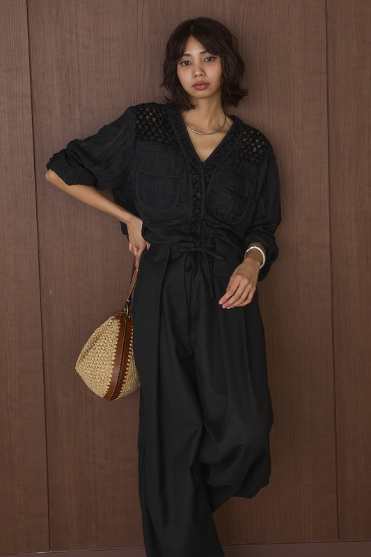 【着回しセット】[SET]異素材切替シアーメッシュカーディガン+異素材切替シアーメッシュカーディガン(2set)