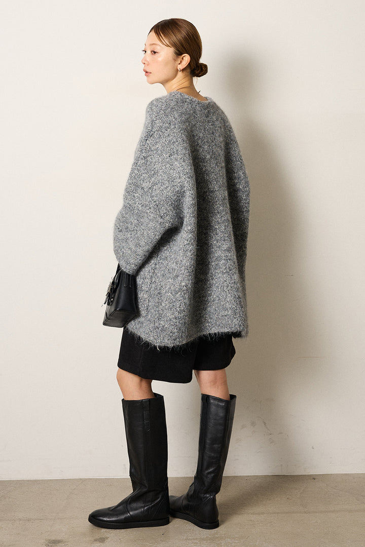 [SET]アシンメトリーボタンニットカーディガン+リラックスコーデュロイハーフパンツ(2set)