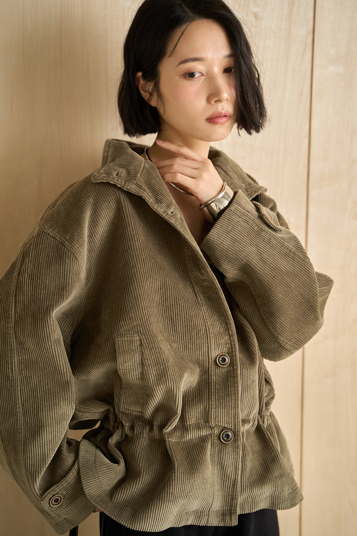 [SET]コーデュロイスタンドカラージャケット+リラックスニットショートパンツ(2set)