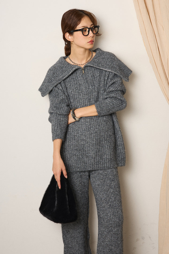 [SET]ハーフジップビックカラーニットSETUP