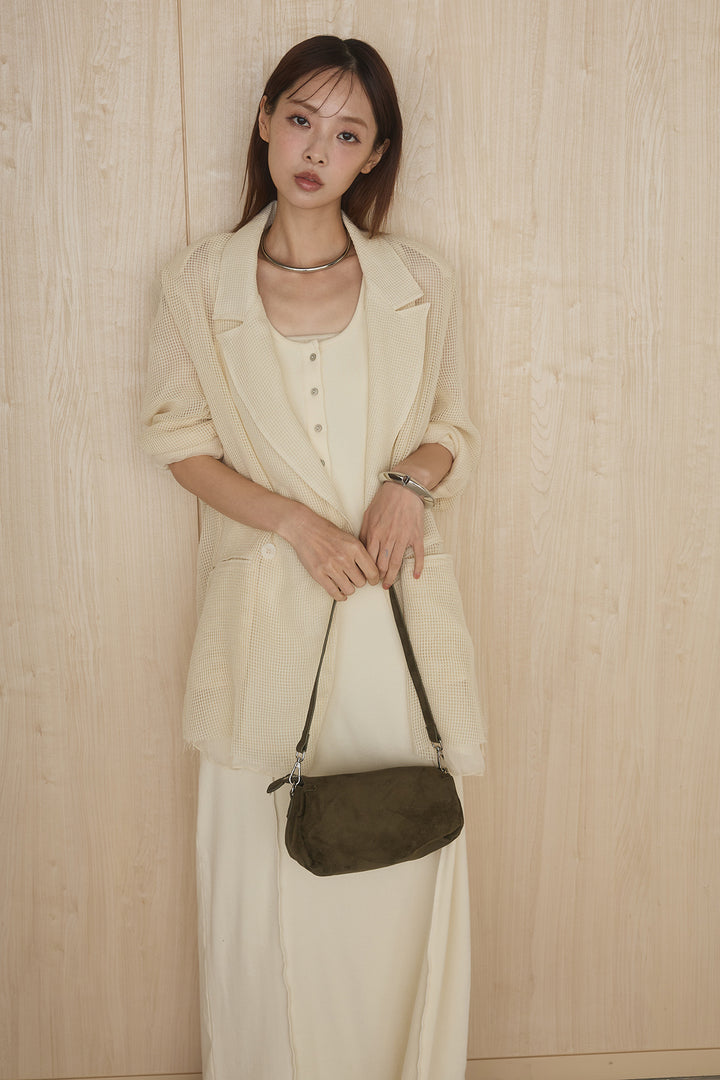 [SET]メッシュテーラードワイドジャケット+ノースリロングワンピース(2set)