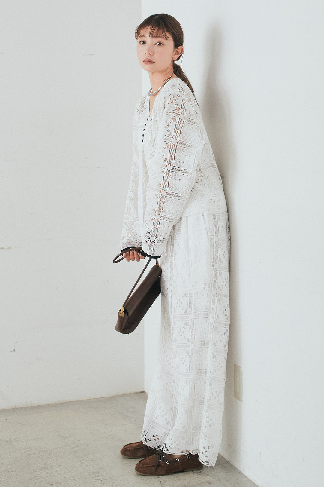 [SET]クロシェレースカーディガン+クロシェレースイージーパンツ(2set)