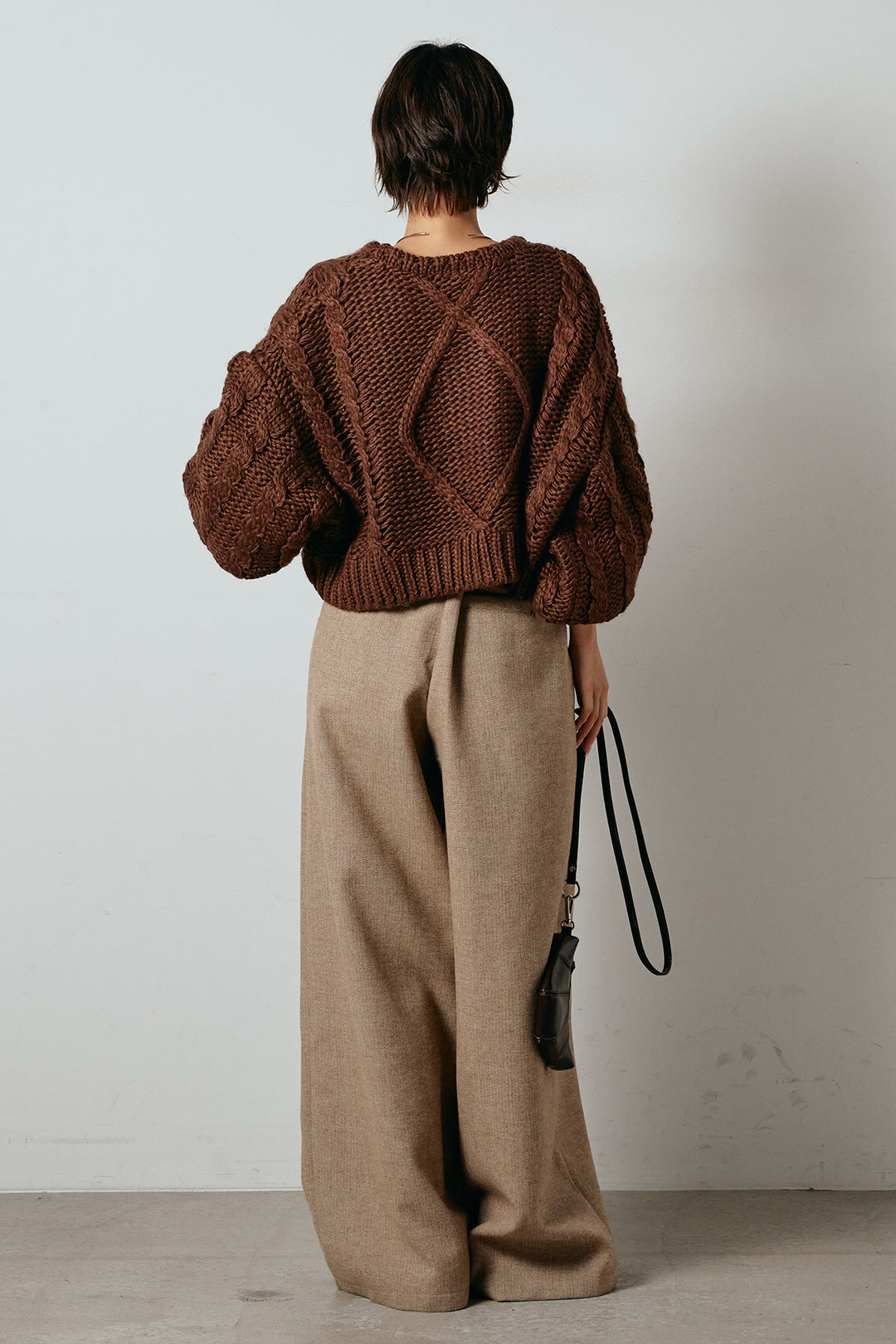 [SET]ロービングケーブルショート丈プルオーバー+サイドボタンツイードタックパンツ(2set)