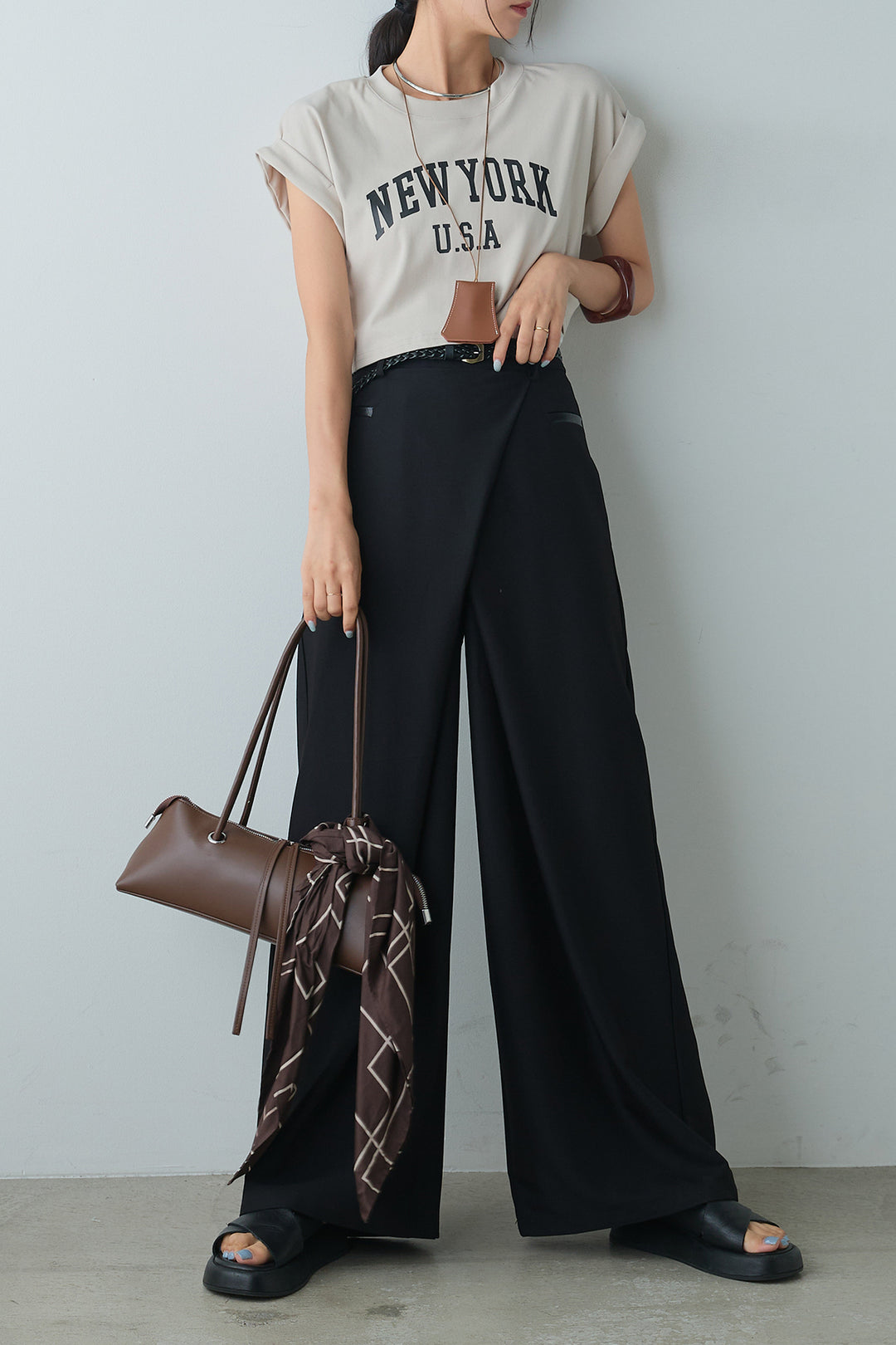 [着回しセット]ショート丈NEWYORKロゴTシャツ+ショート丈NEWYORKロゴTシャツ(2set)