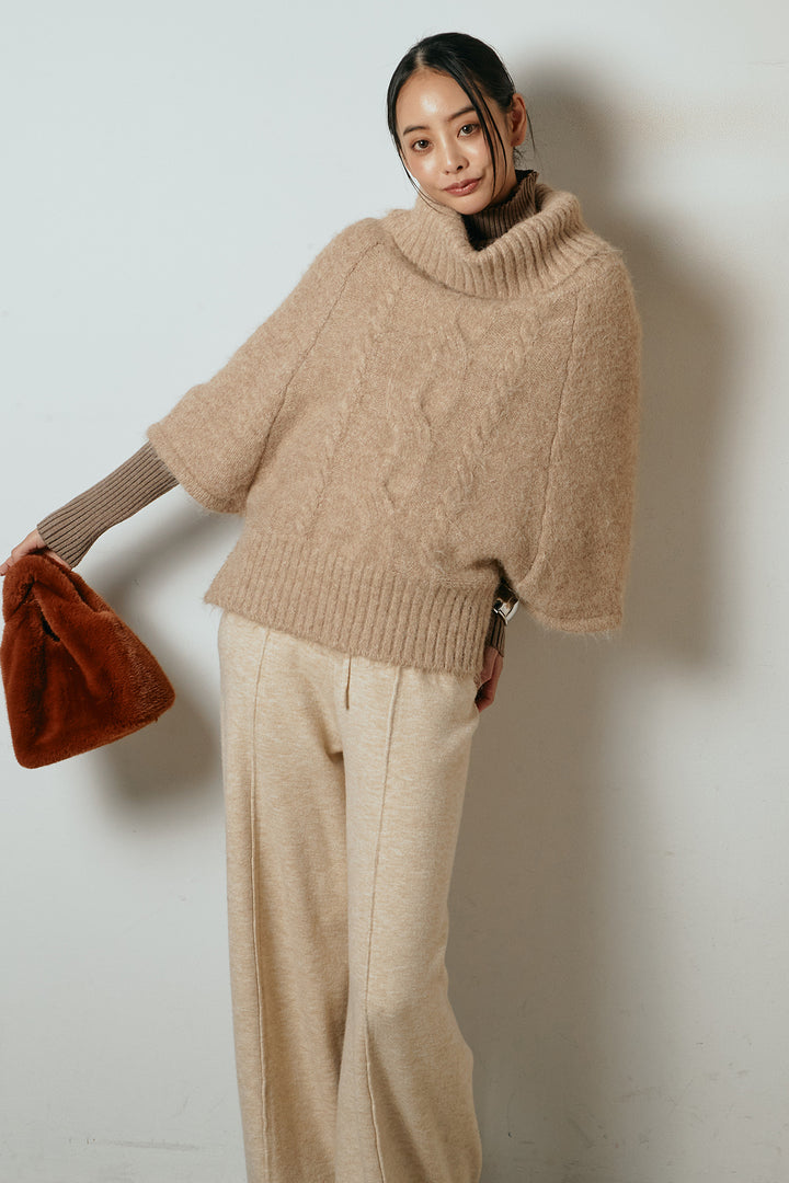 [SET]起毛ミディアムスリーブニットトップス+センターラインニットパンツ(2set)