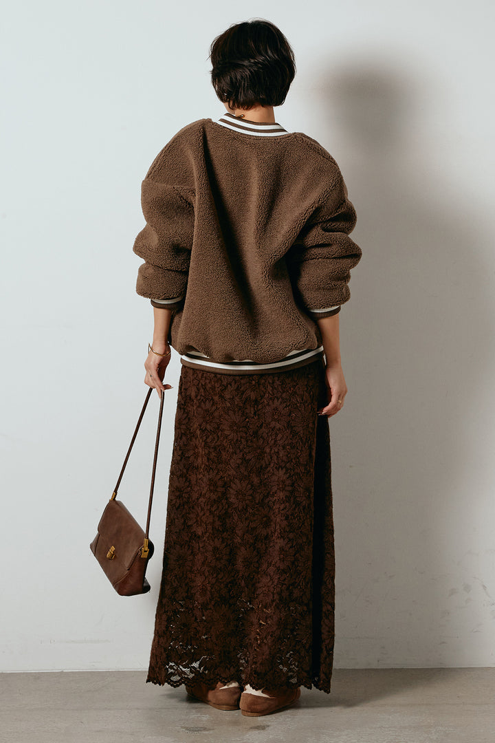 [SET]ロゴスタジャンボアブルゾン+花柄刺繍ベロアフレアスカート(2set)