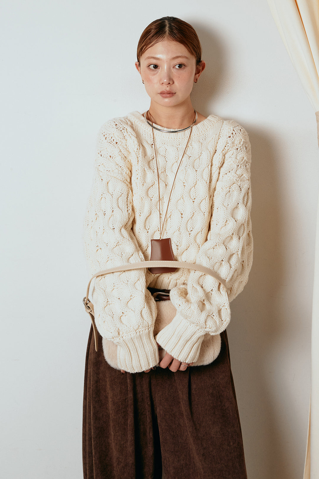 [SET]バルキーケーブルプルオーバー+コーデュロイサイドタックコクーンパンツ(2set)