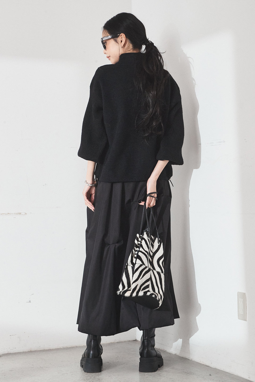 [SET]ハイネックパイピングデザインブルゾン+ランダムタックバルーンスカート(2set)