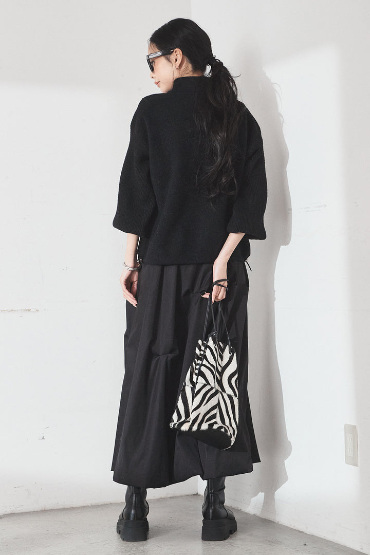 [SET]ハイネックパイピングデザインブルゾン+ランダムタックバルーンスカート(2set)