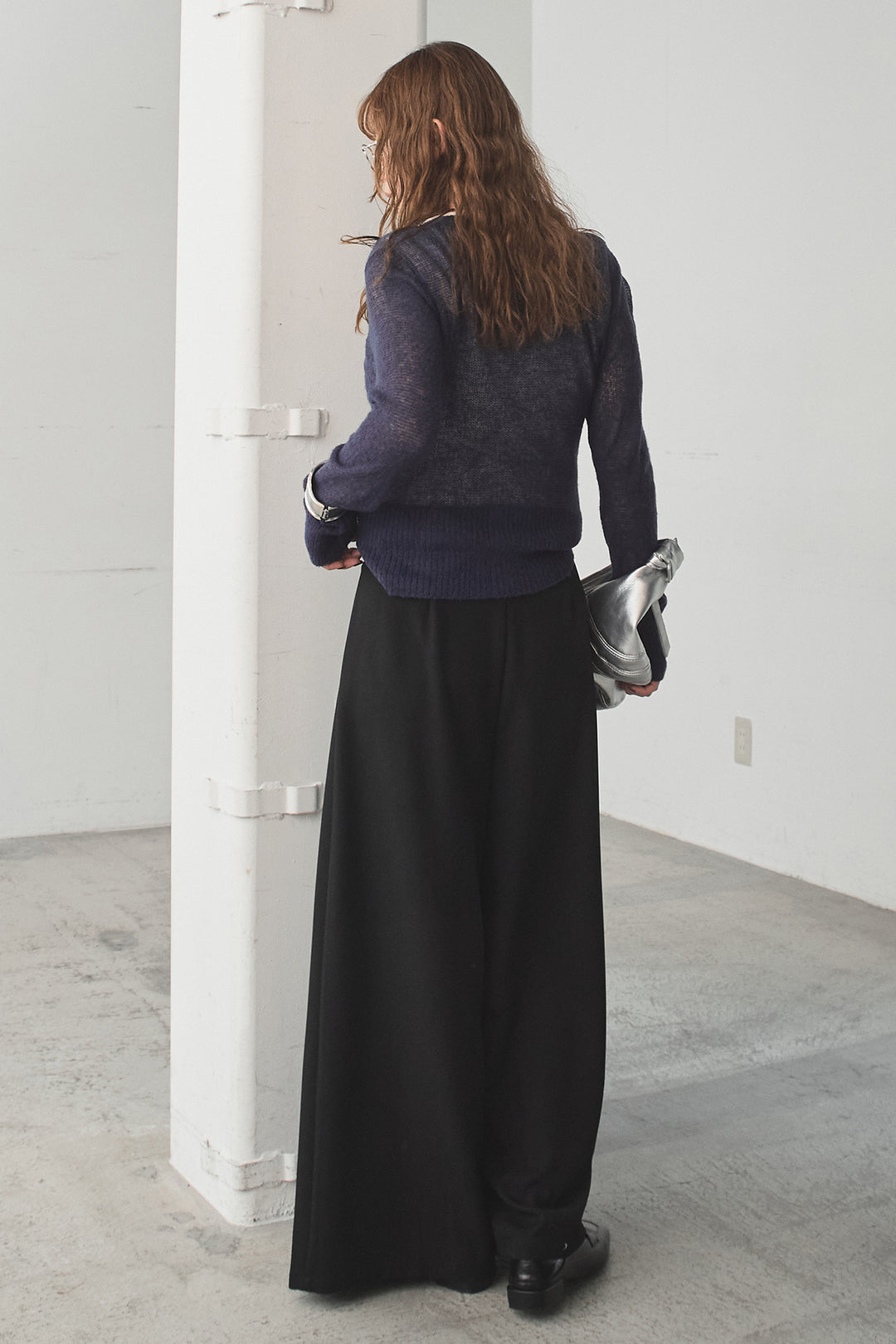 [SET]モヘア透かし編みレイヤードアンサンブルセット+ベルト付きツータックワイドパンツ(2set)