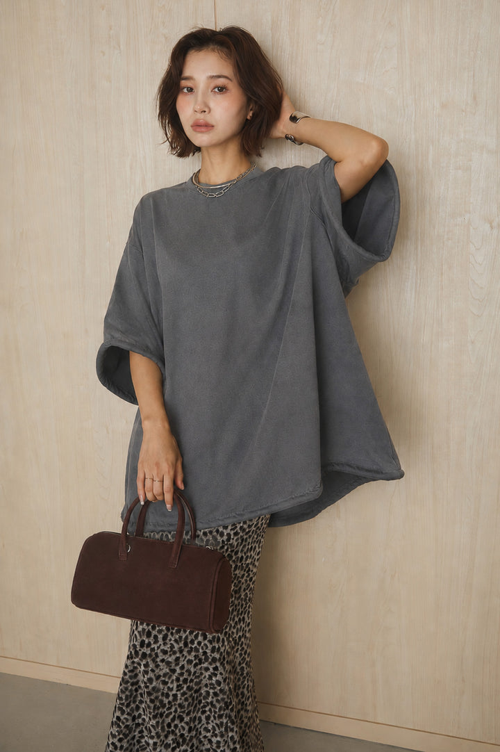 [SET]バックワンポイントデザインオーバーTシャツ+リラックスレオパードナロースカート(2set)