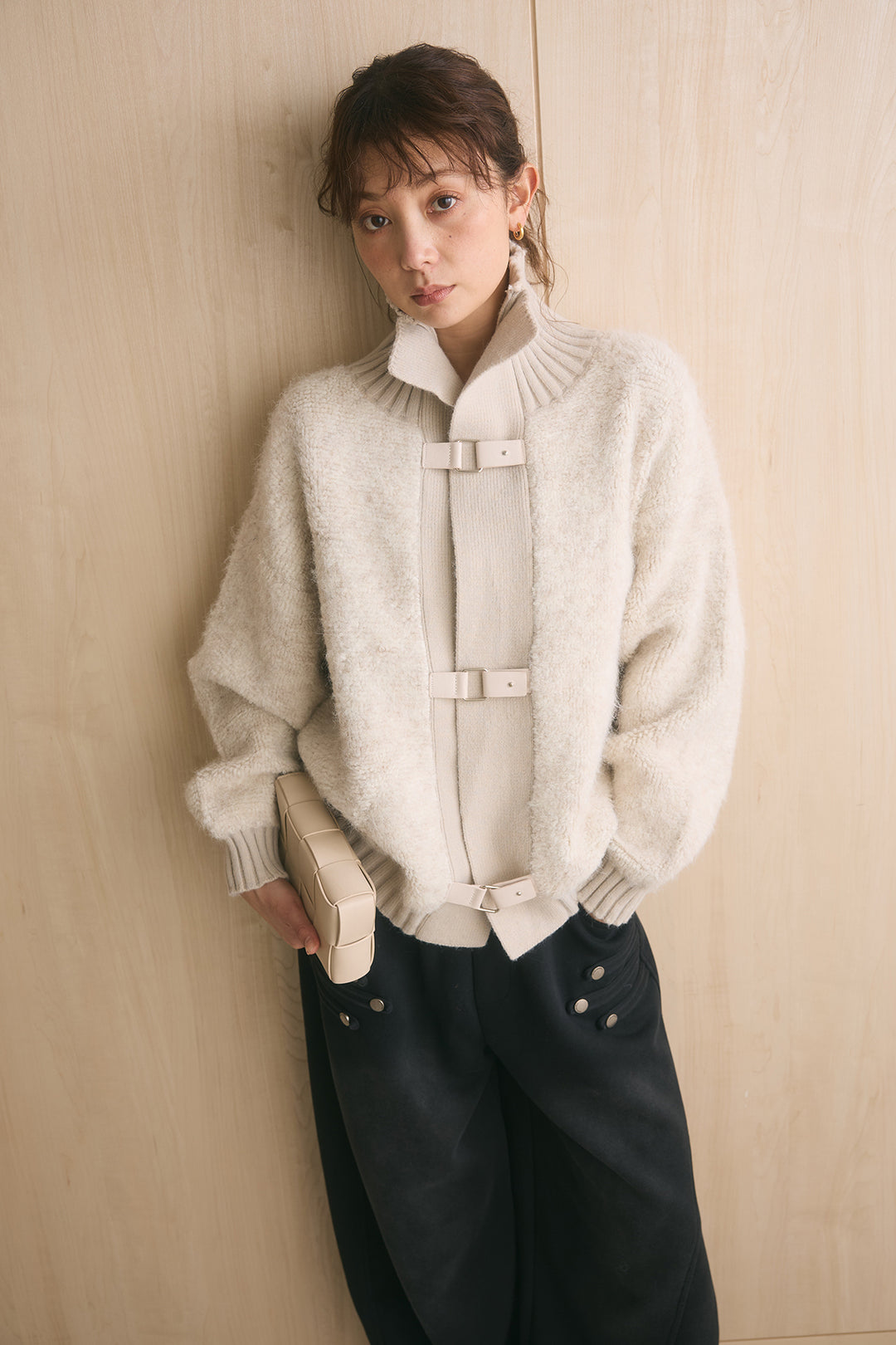 [SET]ブークレーハイネックニットジャケット+ナポレオンディテールカーブパンツ(2set)