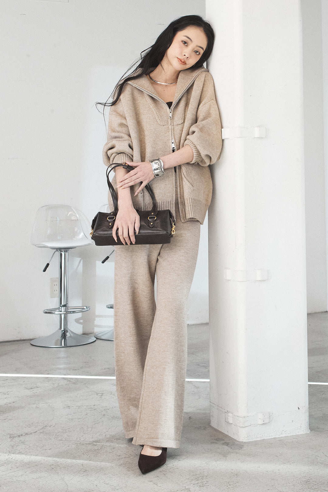 【着回しセット】[SET]ビッグカラーダブルジップニットSETUP+ビッグカラーダブルジップニットSETUP(2set)