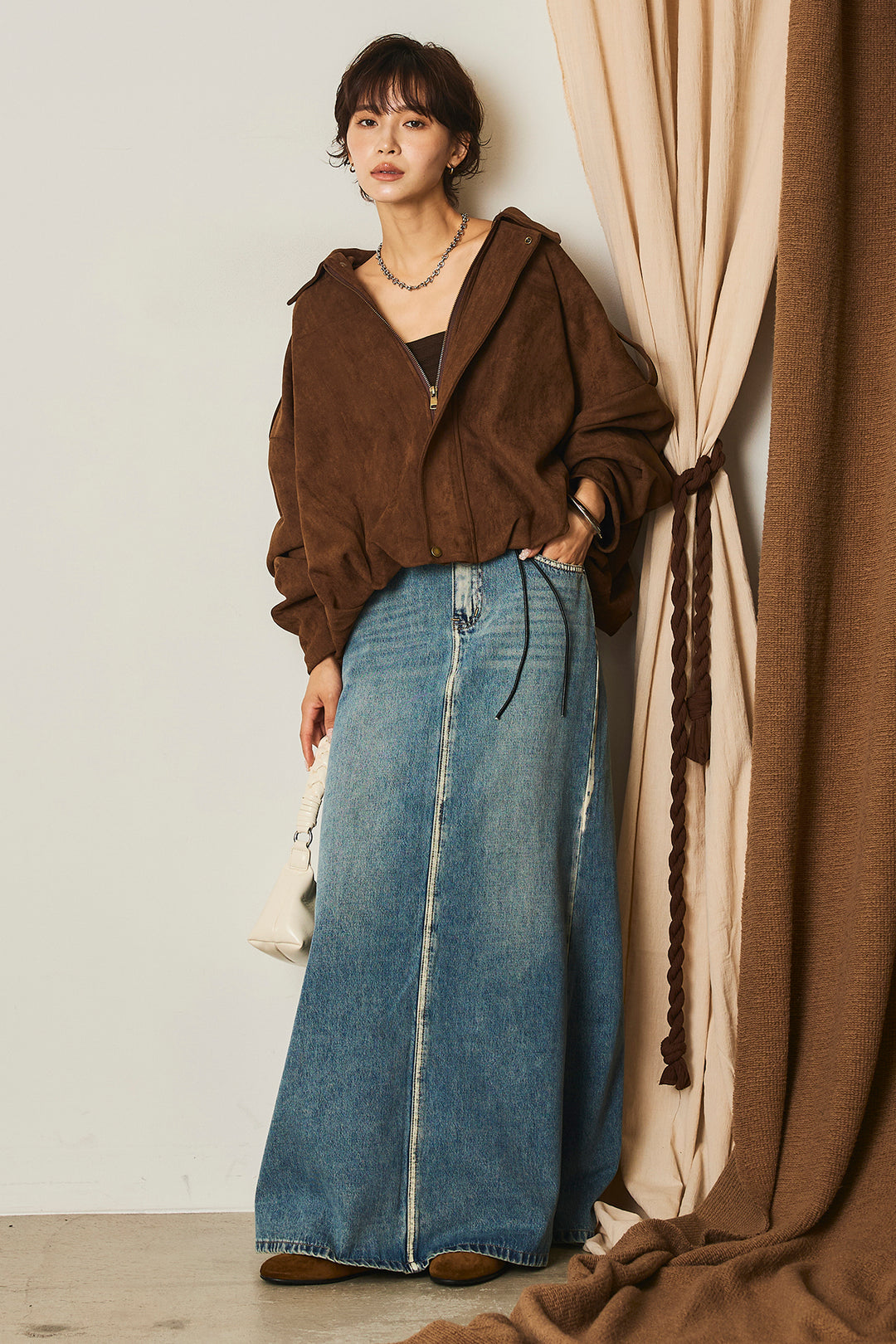 【即納】バルーンシルエットフェイクスエードブルゾン