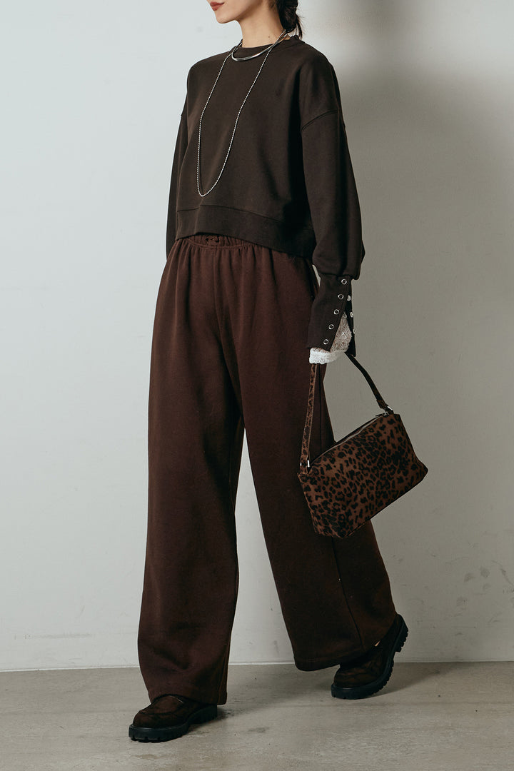 [SET]裏毛バックオープンプルオーバー+裏起毛スウェットワイドパンツ(2set)