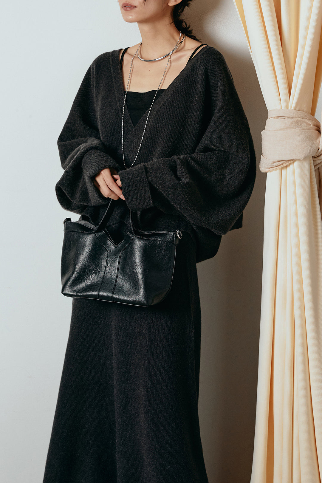 [SET]カシュクールニットカーディガン+ニットロングスカート(2set)