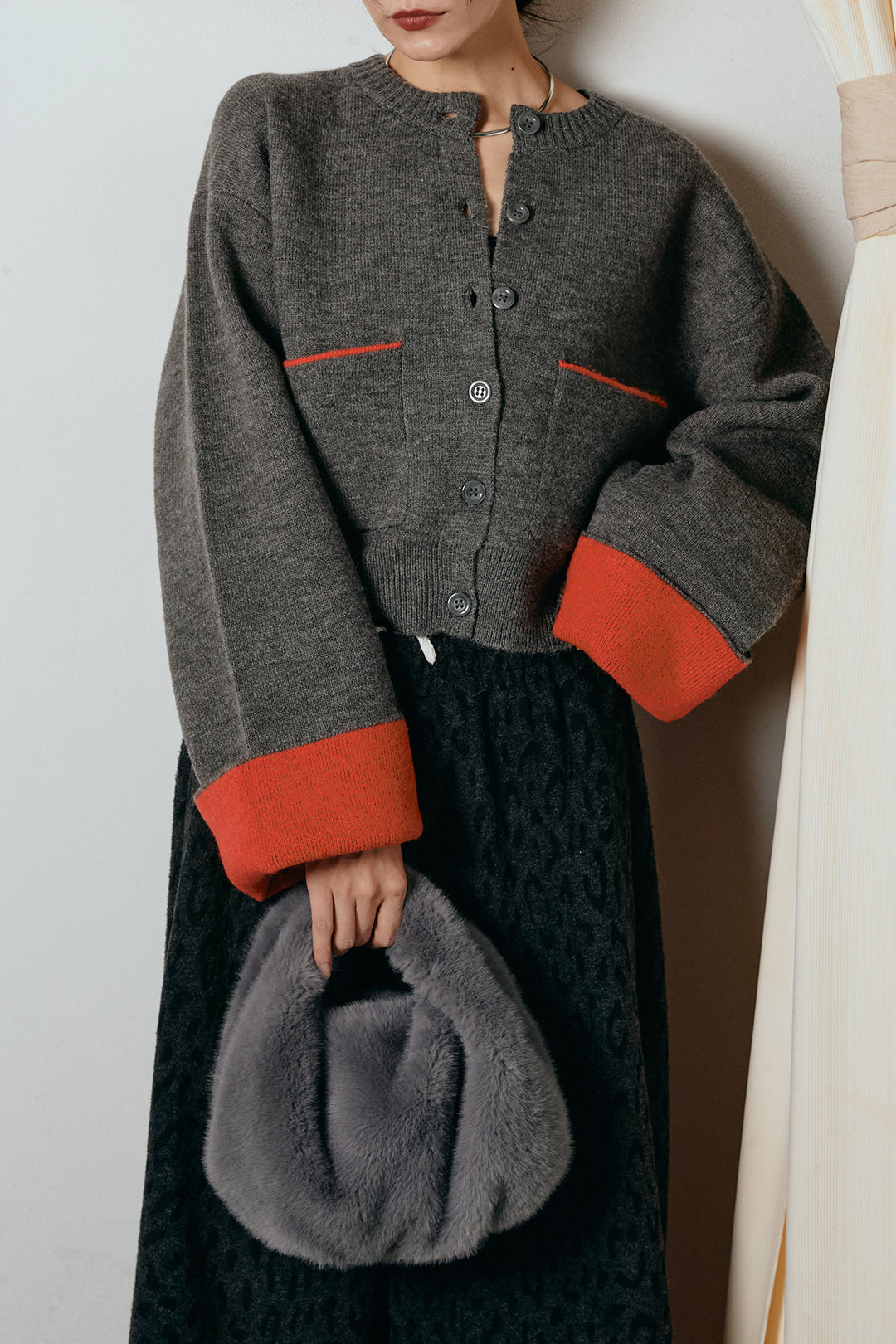 [SET]アルパカタッチダブルフェイスカーディガン+レオパードジャガードニットパンツ(2set)