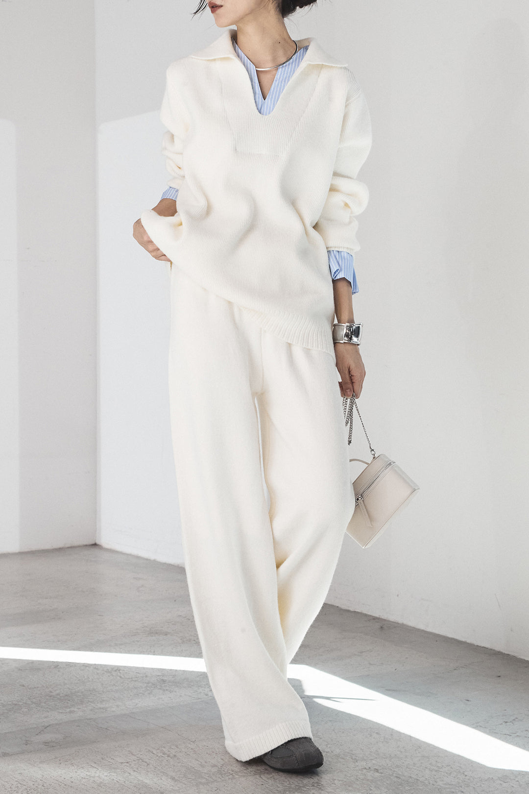 [SET]ストライプドッキングニットポロSETUP