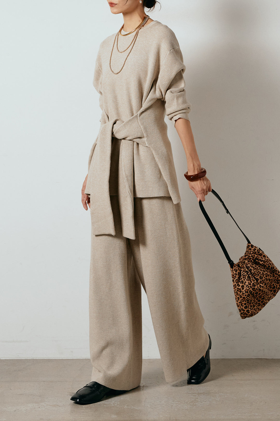 [SET]ウエスト巻きワッフルニットSETUP