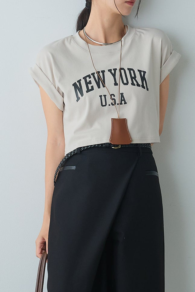 [着回しセット]ショート丈NEWYORKロゴTシャツ+ショート丈NEWYORKロゴTシャツ(2set)