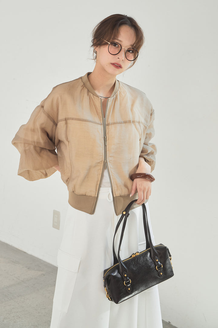 [SET]シアー×ポンチブルゾン+リラックススウェットスカート(2set)