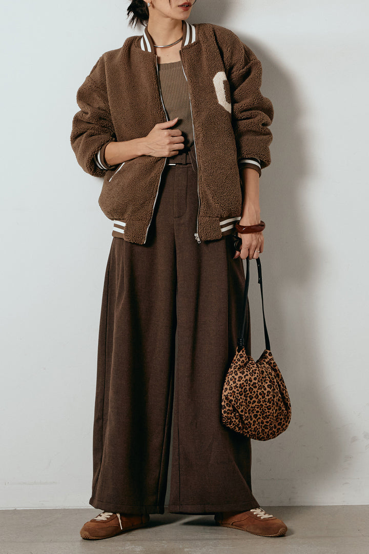 [SET]ロゴスタジャンボアブルゾン+ポーチベルト付きカーブパンツ(2set)