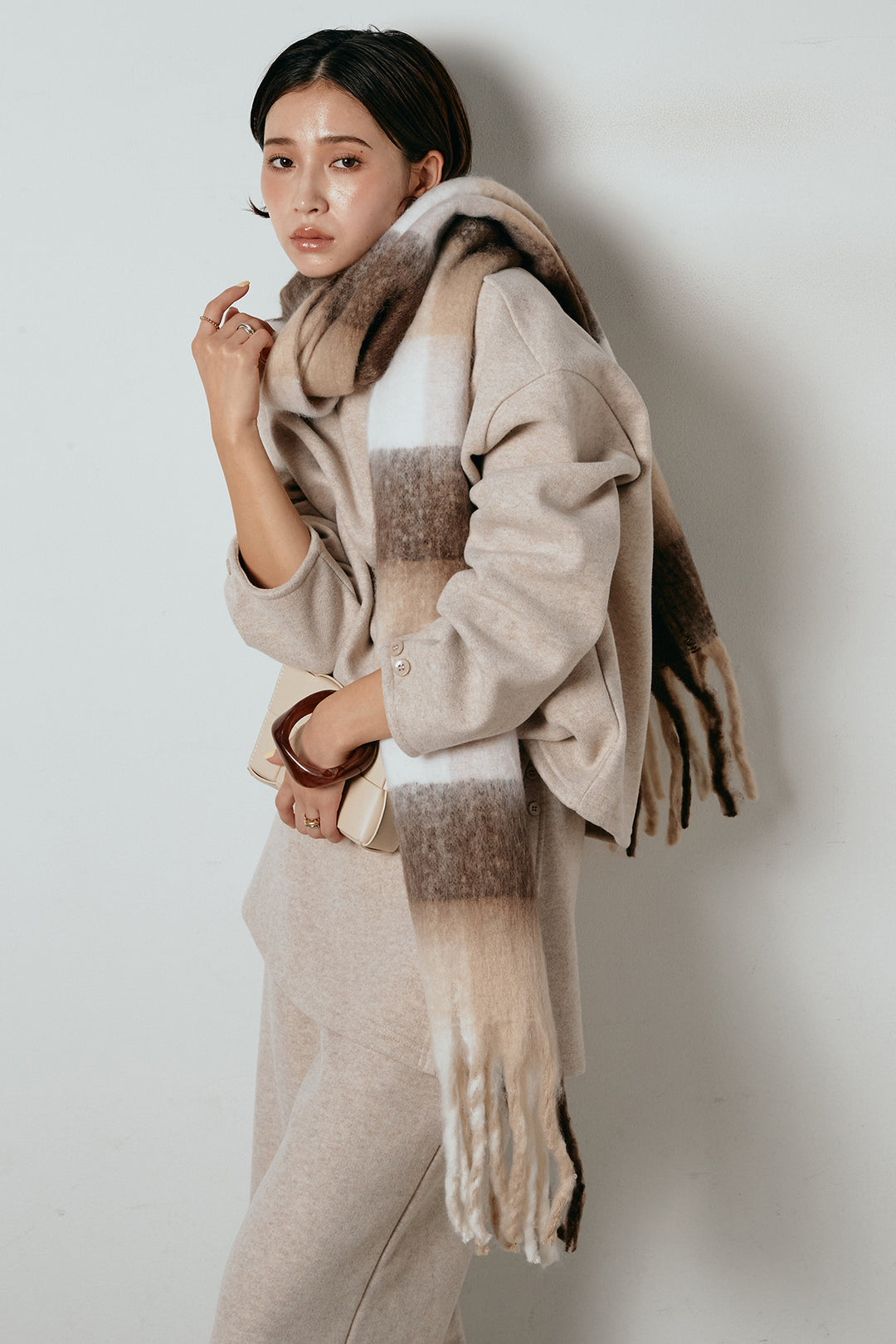 [SET]チェックマフラー付きニットSETUP