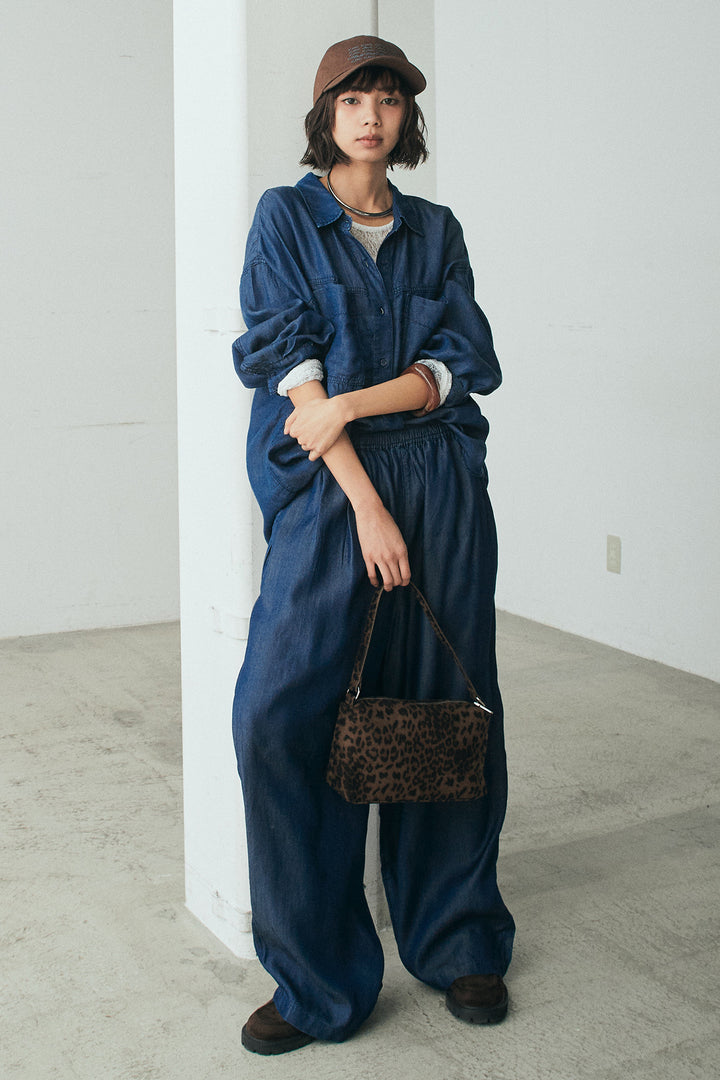 [SET]テンセルデニムシャツ+テンセルデニムイージーワイドパンツ(2set)