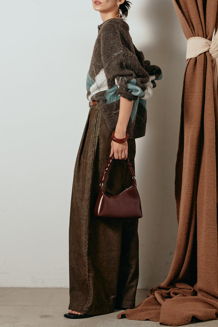 [SET]アーガイル柄ポロニットトップス+フロントタック入りコーデュロイパンツ(2set)