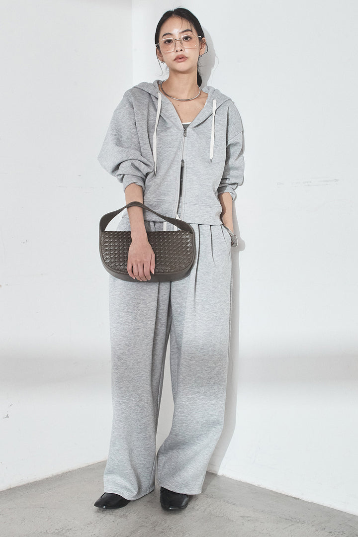 [SET]スウェットドルマンジップフードパーカー+スウェットコクーンイージーパンツ(2set)