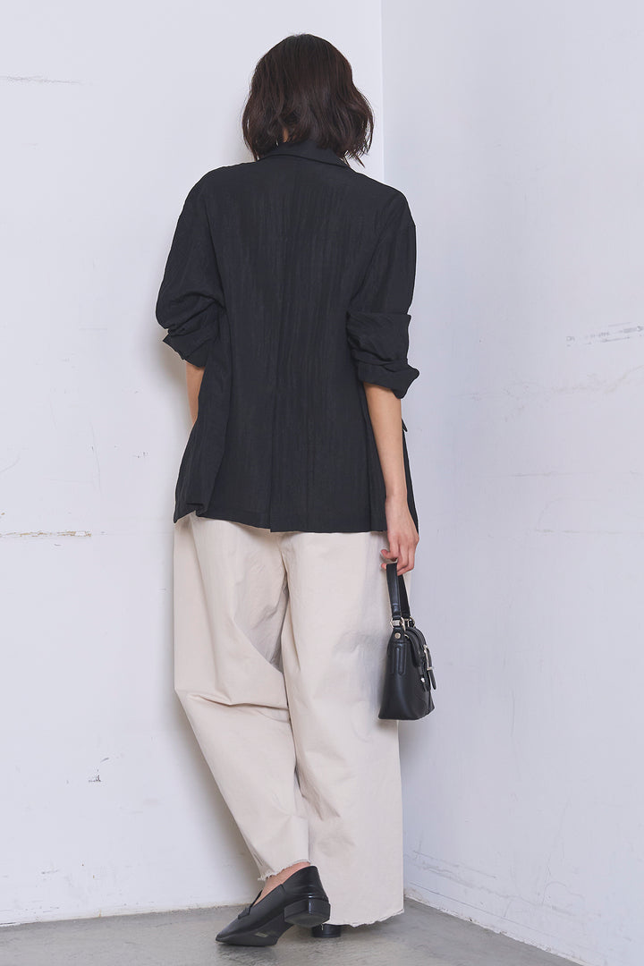 [SET]リネンブレンドテーラードシアージャケット+綿ツイルアシメサロペット(2set)