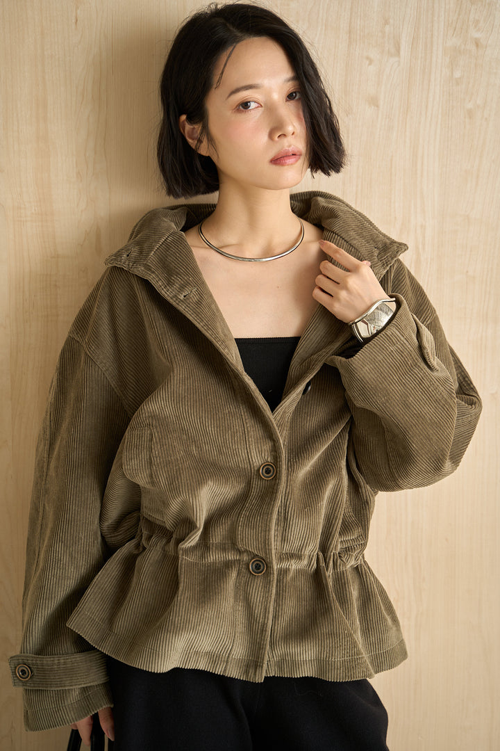 [SET]コーデュロイスタンドカラージャケット+リラックスニットショートパンツ(2set)