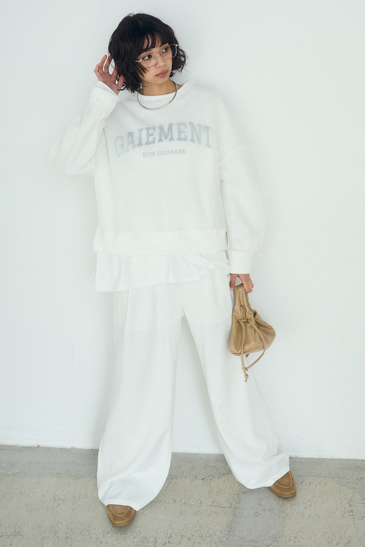 [SET]クリアダンボールプルオーバー+斜めボタンタック入りスラックス+フロントロゴビッグプルオーバー(3set)