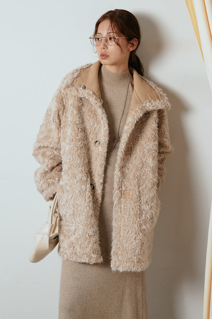 [SET]リバーシブルボアアウター+ノースリーブニットロングワンピース(2set)