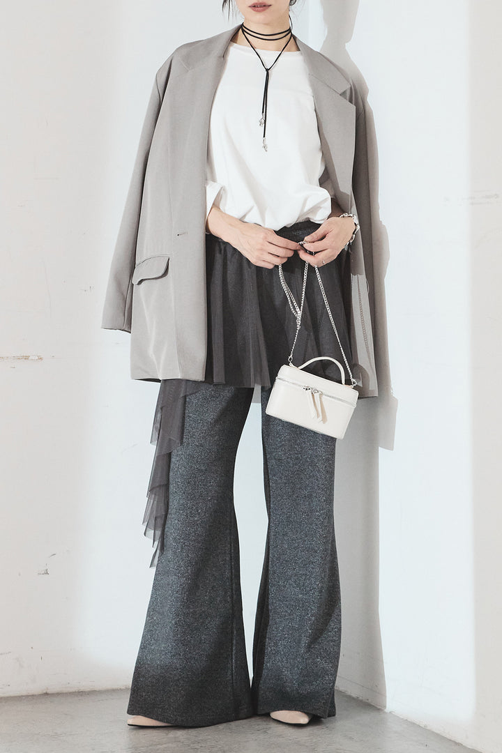 [SET]ルーズシルエットダブルテーラードジャケット+ストレッチロングTシャツ(2set)