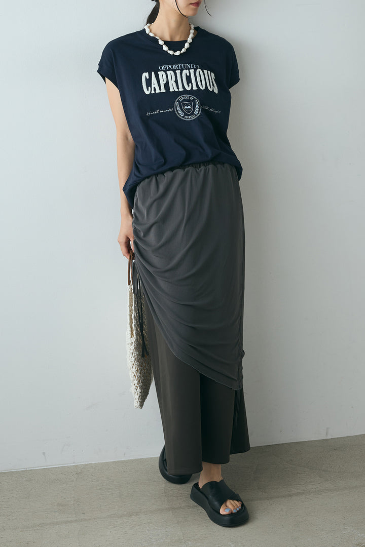 [SET]サガラ刺繍フレンチスリーブTシャツ+シアーレイヤードタイトスカート(2set)