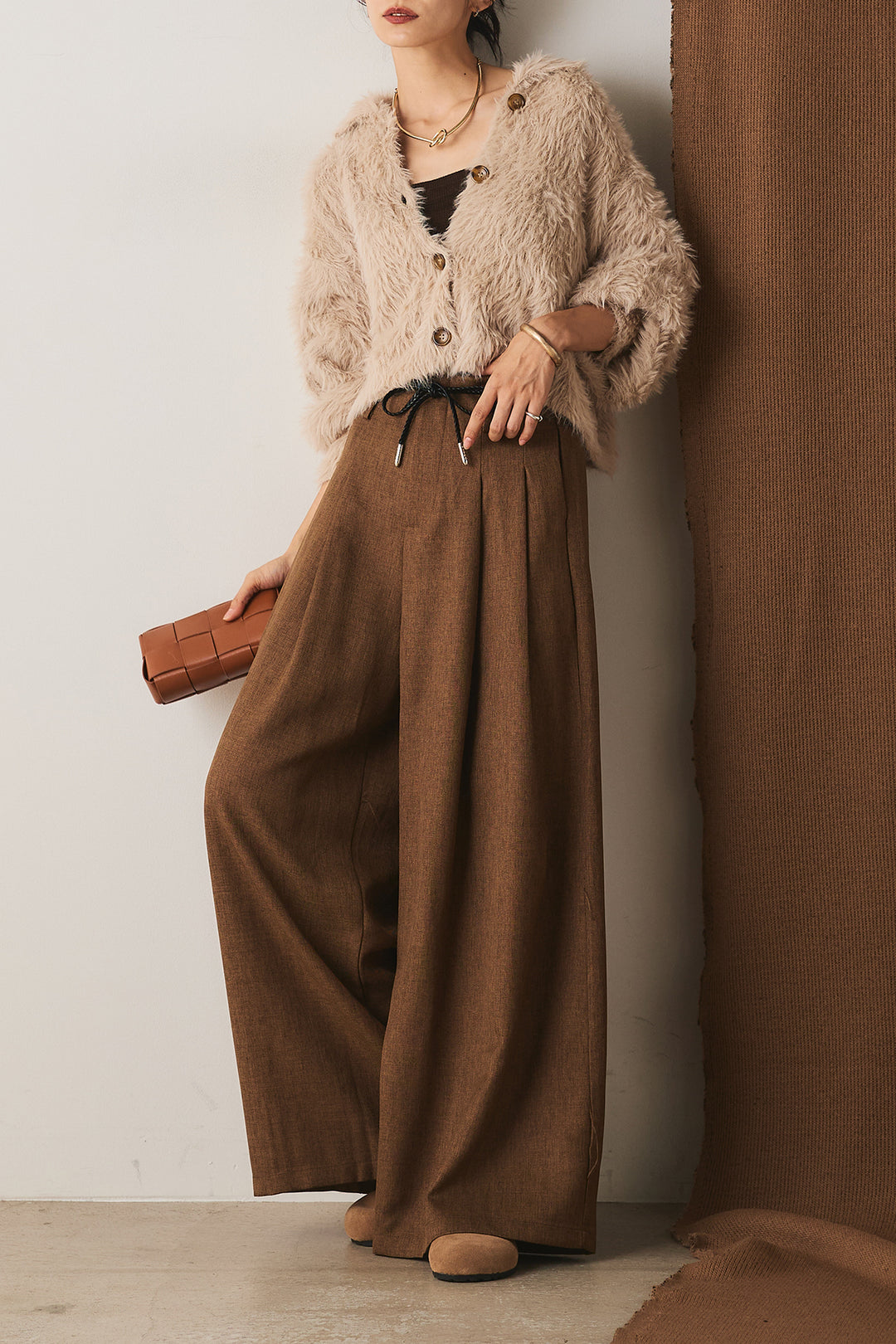 【即納】フェザーヤーン衿付きカーディガン